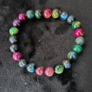 85CTS MULTI - COLOR TRIGER'S EYE STRETCHABLE BRACELET NWOT